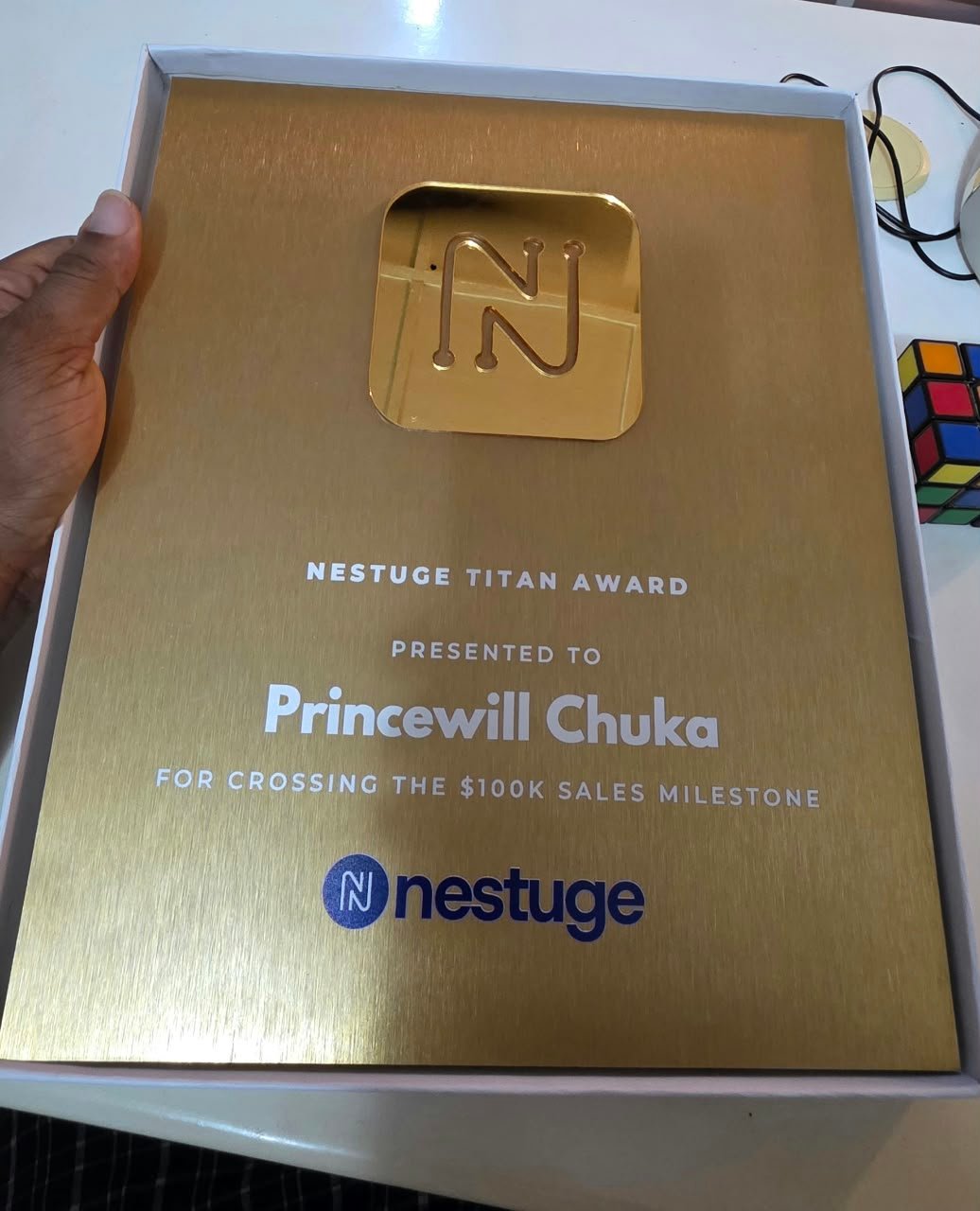 Nestuge Titan plaque awarded to Princewill Chuka